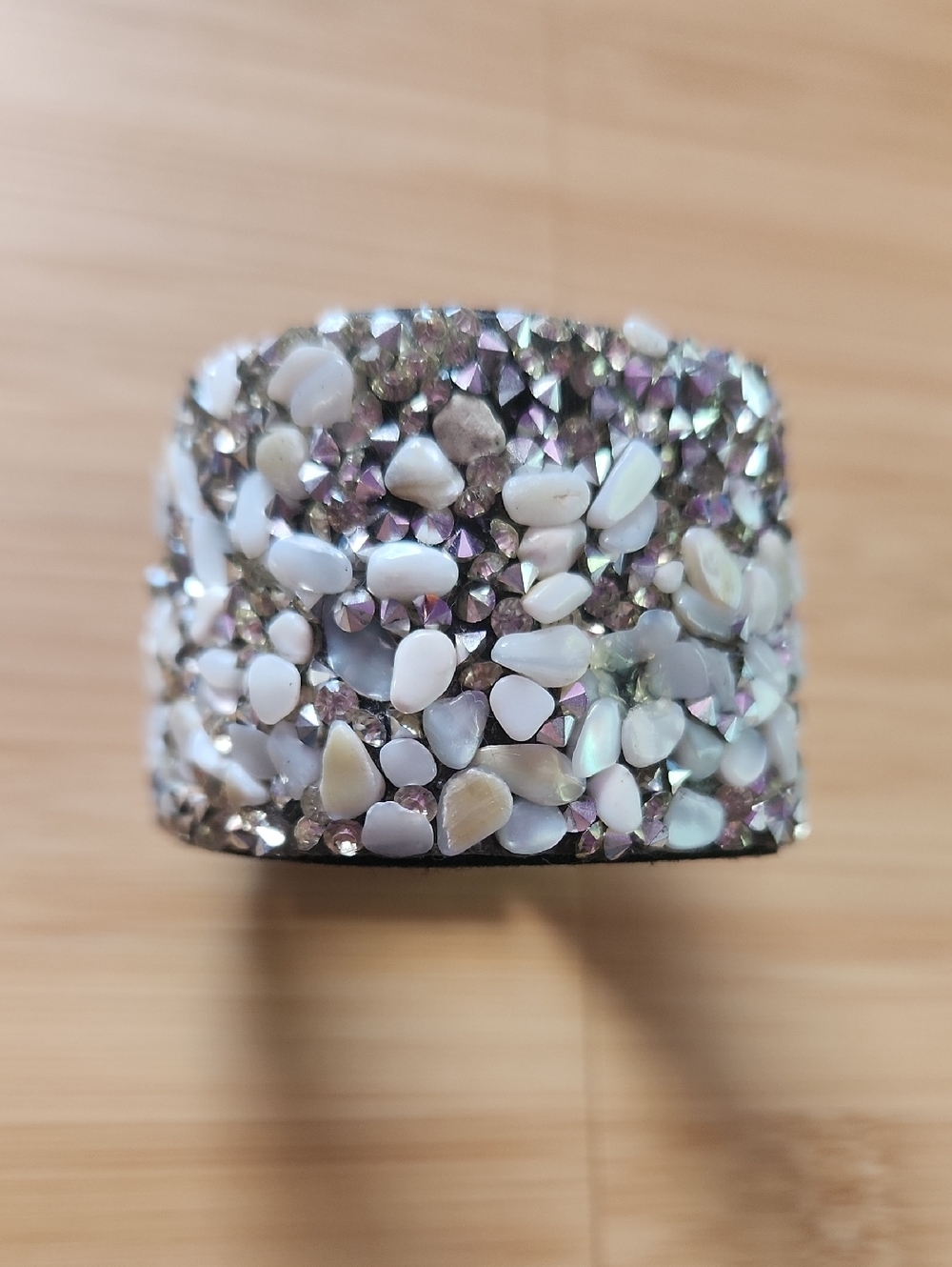 ​Sparkly Multi-Texture Cuff Bracelet – Faux Crystal/Bead Chips *A9